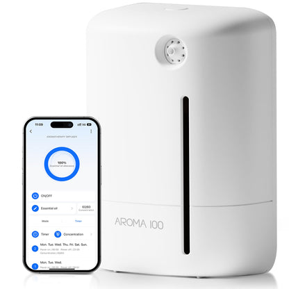 Waterless Essential Oil Diffuser White | App-Controlled Scent Machine for Home, Hotel & Office