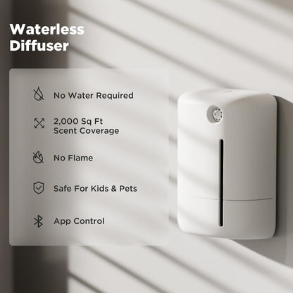 Waterless Essential Oil Diffuser White | App-Controlled Scent Machine for Home, Hotel & Office
