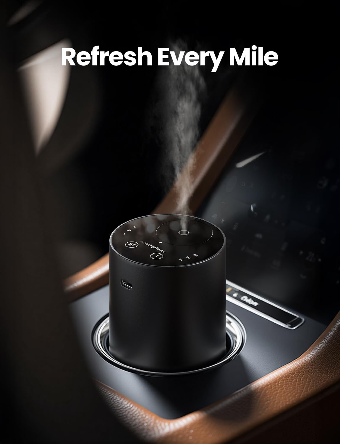 Waterless Essential Oil Diffuser - Rechargeable, 3 Mist Levels, Portable (Black Metal)