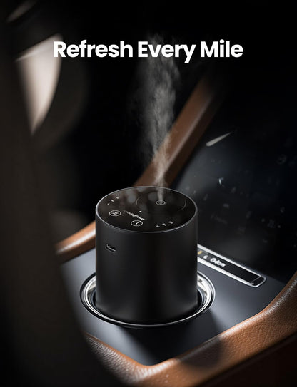 Waterless Essential Oil Diffuser - Rechargeable, 3 Mist Levels, Portable (Black Metal)