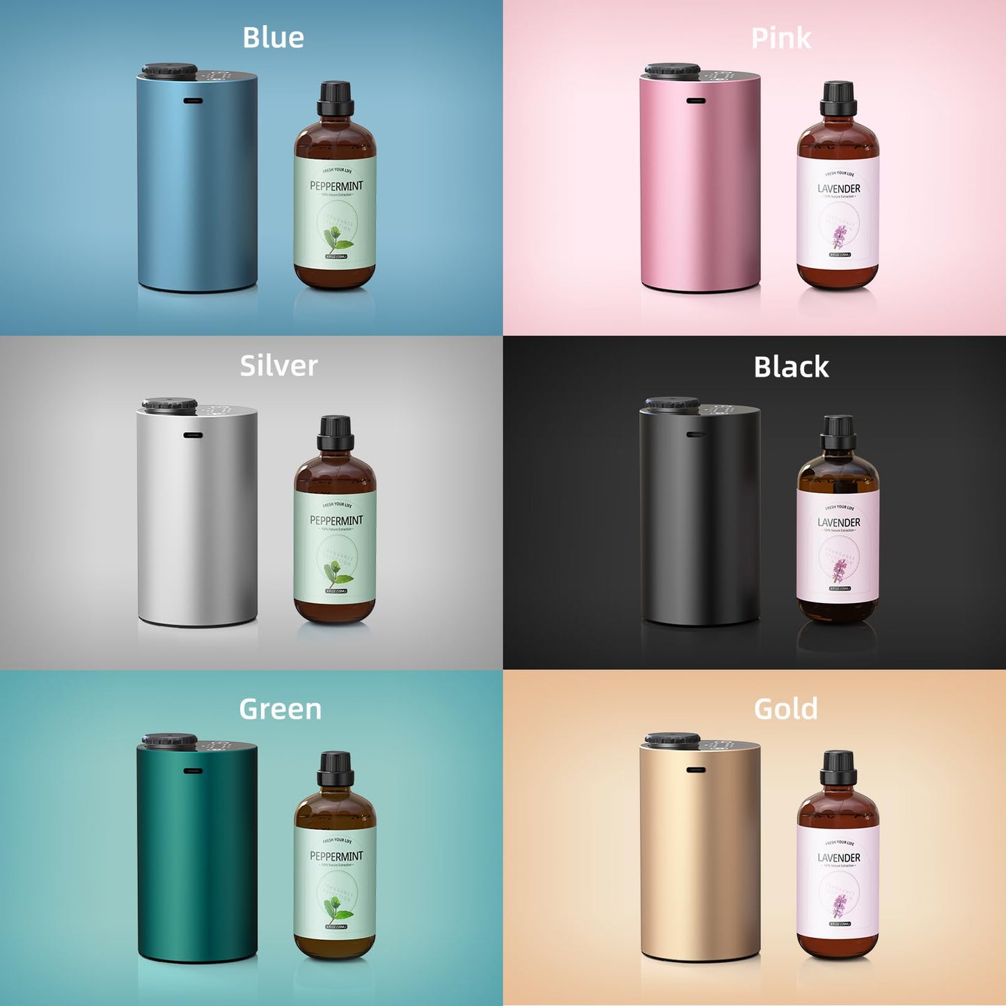 Waterless Essential Oil Diffuser – Portable Nano Mist for Home, Car & Office | 3 Timers, 3 Mist Levels