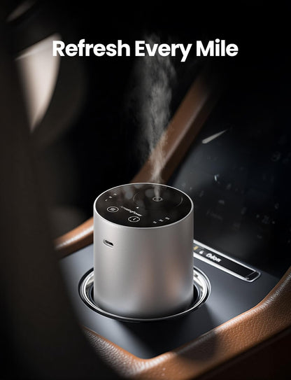 Waterless Essential Oil Diffuser - Rechargeable, 3 Mist Levels, 48h Battery, Silver