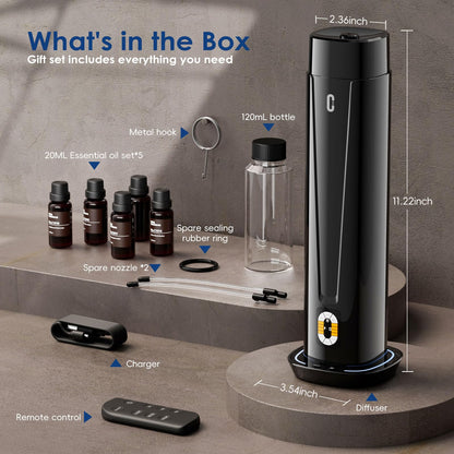 Waterless Scent Diffuser – 1200 Sq Ft Coverage, Remote, LED Light & Timer | Home, Office, Hotel