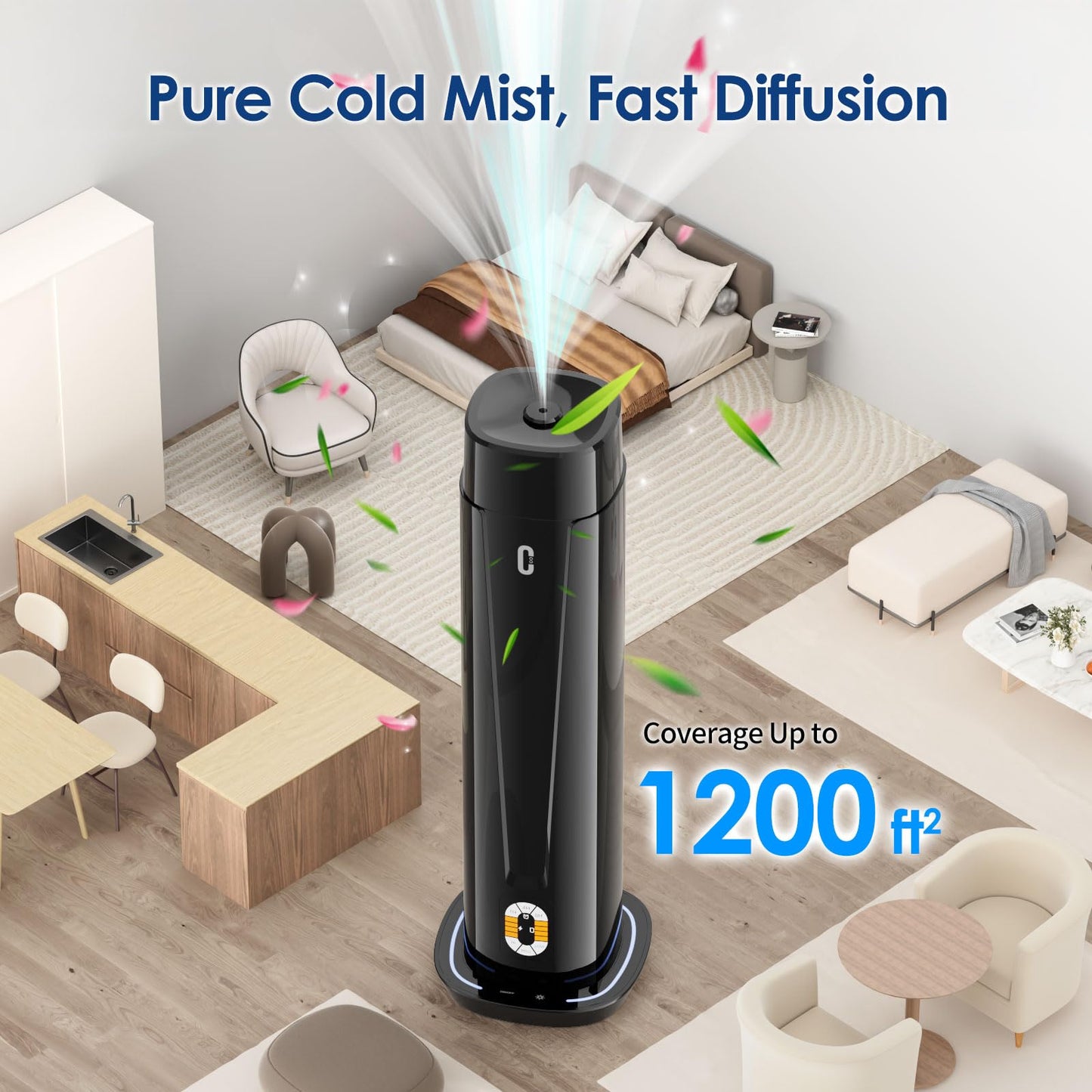 Waterless Scent Diffuser – 1200 Sq Ft Coverage, Remote, LED Light & Timer | Home, Office, Hotel