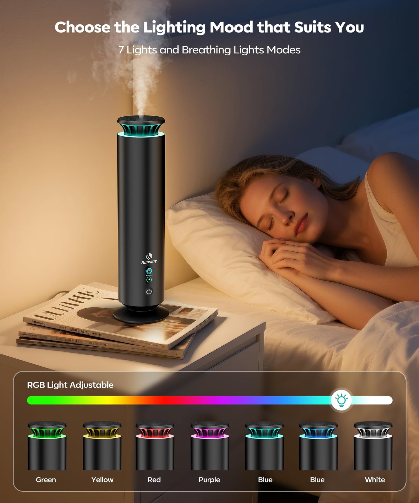 Waterless Scent Diffuser Kit – 7 Light Modes, Remote, 2000 sq ft Coverage | Aromatherapy Diffuser