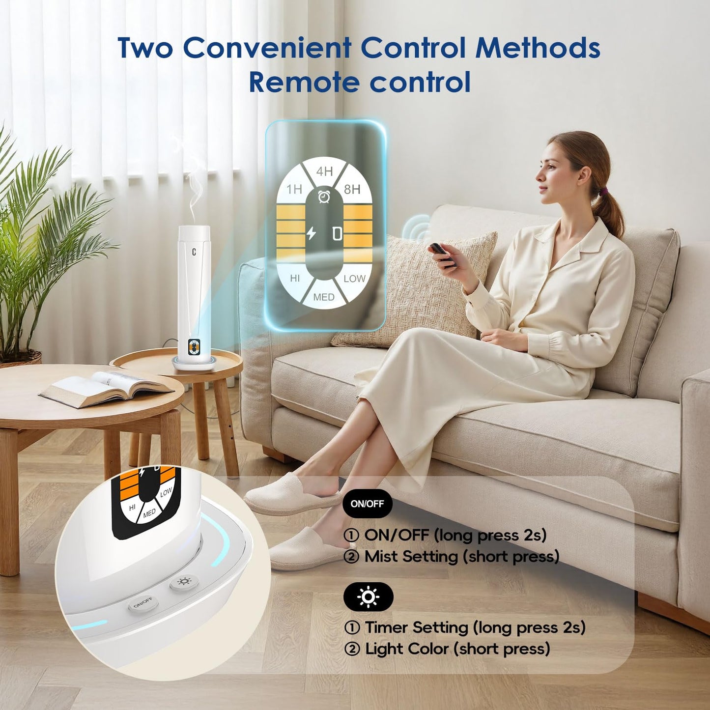 Waterless Scent Diffuser – 1200 Sq Ft Coverage | Remote, LED Light, Timer | Quiet Aromatherapy