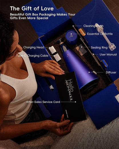 Waterless Scent Diffuser Starter Kit - 1500 Sq Ft Coverage, Alloy Atomization, Smart Rechargeable Diffuser