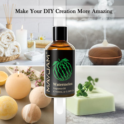 MAYJAM Watermelon Fragrance Oil 100ml – Glass Dropper, Diffuser Use & DIY Soap and Candle Making