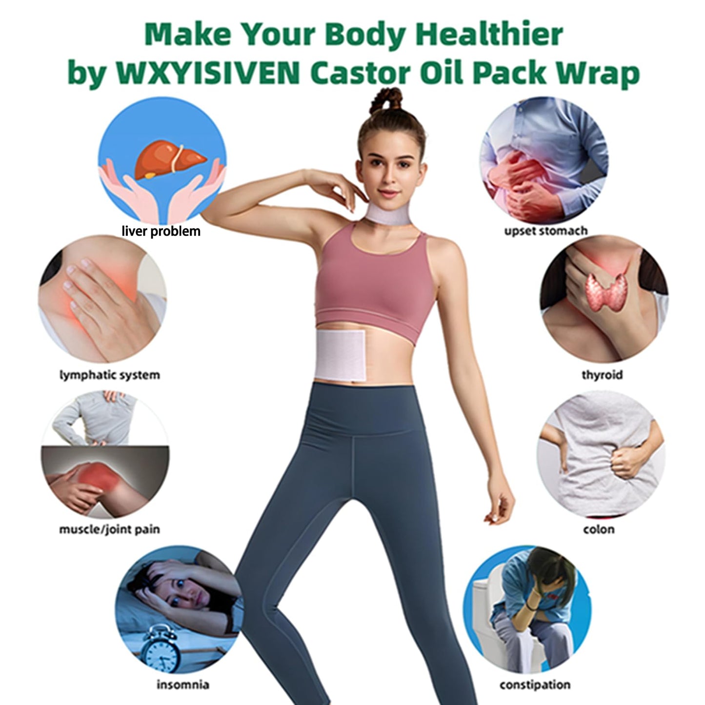 Waterproof Castor Oil Patch Wrap – 20 Pcs, 5.9x5.9in, Self-Adhesive Organic Cotton