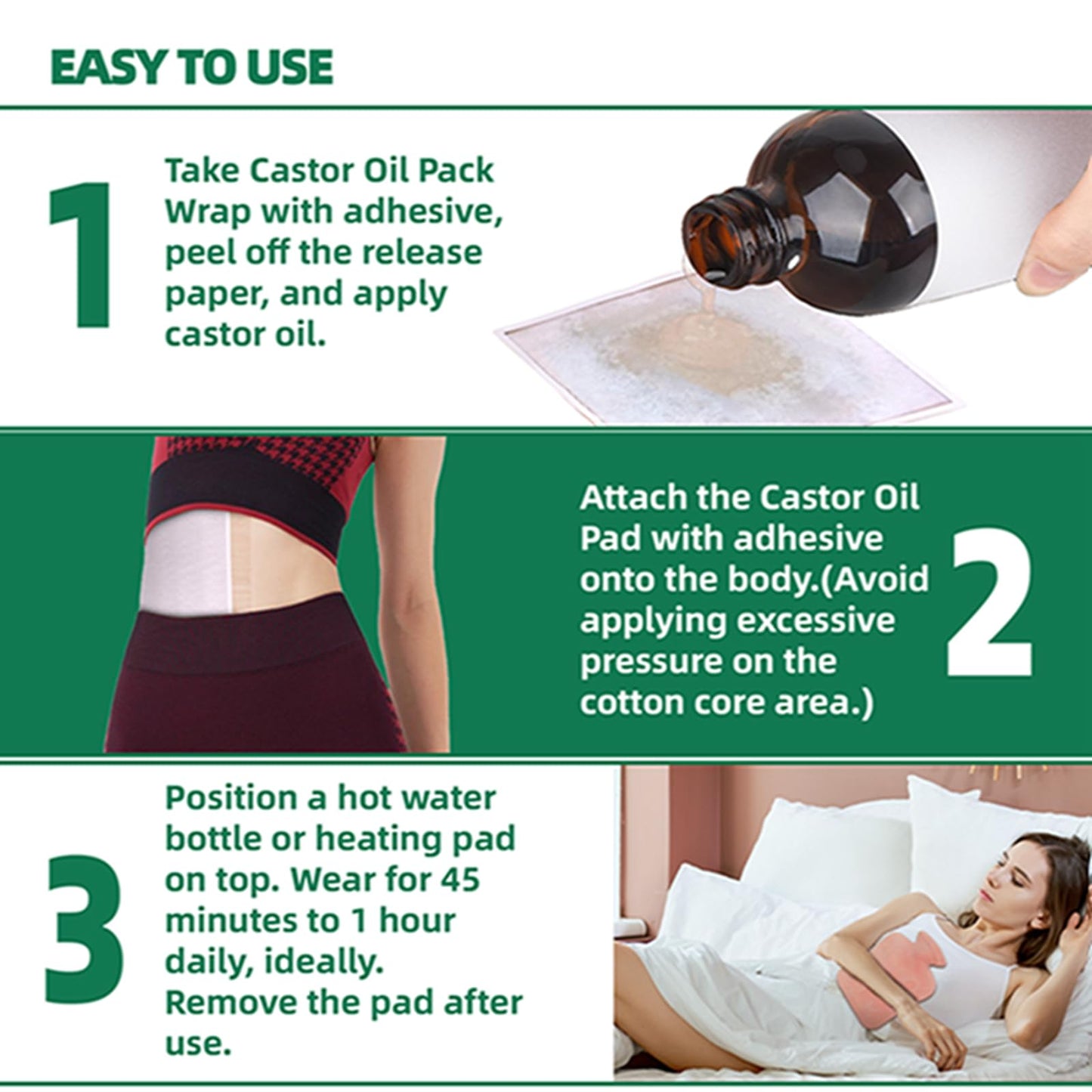 Waterproof Castor Oil Patch Wrap – 20 Pcs, 5.9x5.9in, Self-Adhesive Organic Cotton