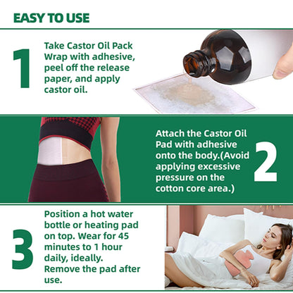 Waterproof Castor Oil Patch Wrap – 20 Pcs, 5.9x5.9in, Self-Adhesive Organic Cotton