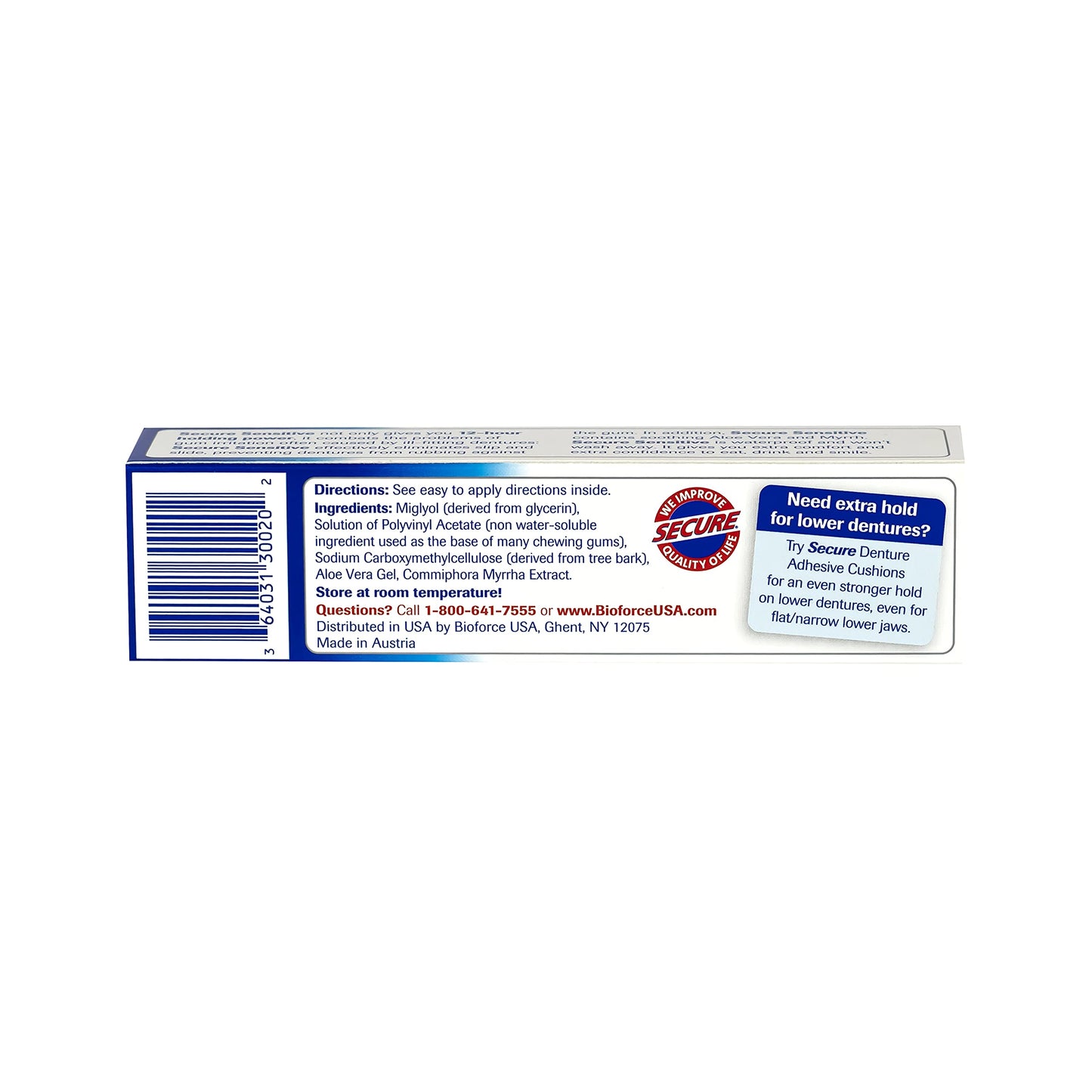 Secure Sensitive Denture Adhesive 1.4 oz (40 g) - Waterproof & Gentle