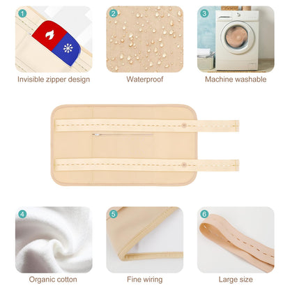 6 Pcs Castor Oil Pack Wrap Kit - Organic Cotton, Reusable, Adjustable Straps
