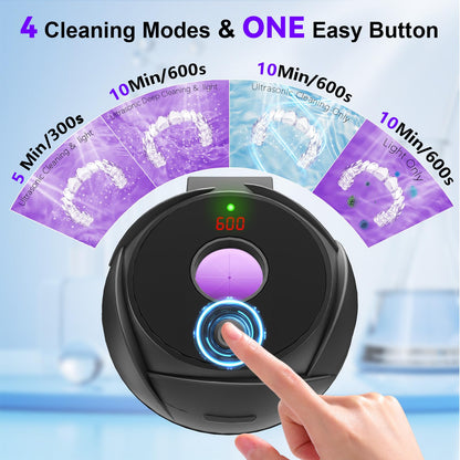 Ultrasonic Retainer Cleaner 45kHz – 4 Modes, 200ml, Denture & Jewelry