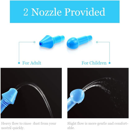 Waterpulse Neti Pot & Nasal Rinse Bottle — 300ml, 30 Salt Packets, Thermometer Sticker (Blue)