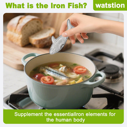 Watstion Reusable Iron Fish Cooking Tool | Natural Iron Supplement for Anemia, Adults & Vegetarians