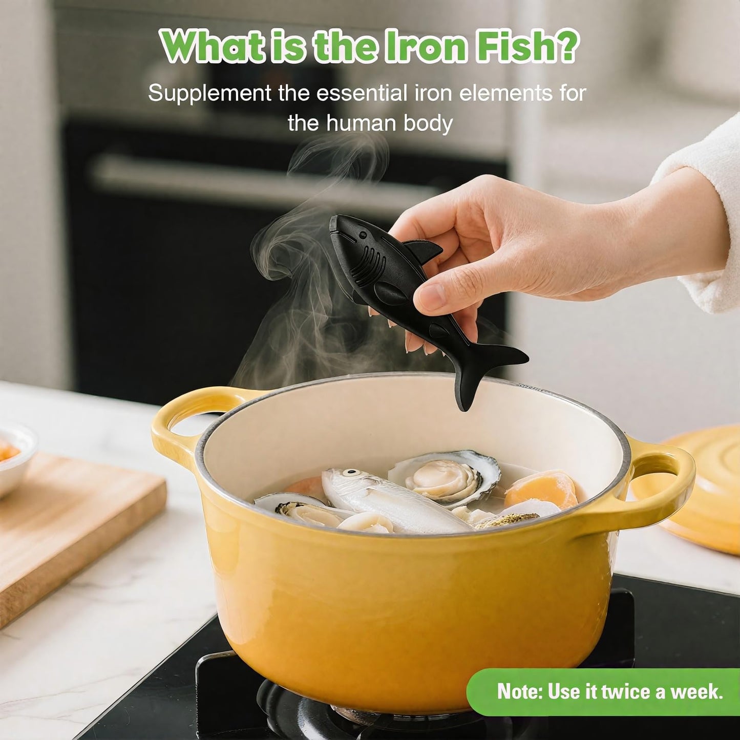 Watstion Iron Fish 1 Pack | Natural Black Iron for Cooking & Iron Support