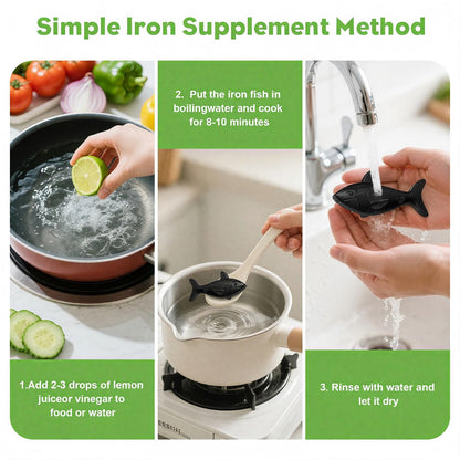 Watstion Iron Fish 2 Pack – Natural Black Iron for Food & Water, Safe Cooking Tool & Iron Supplement
