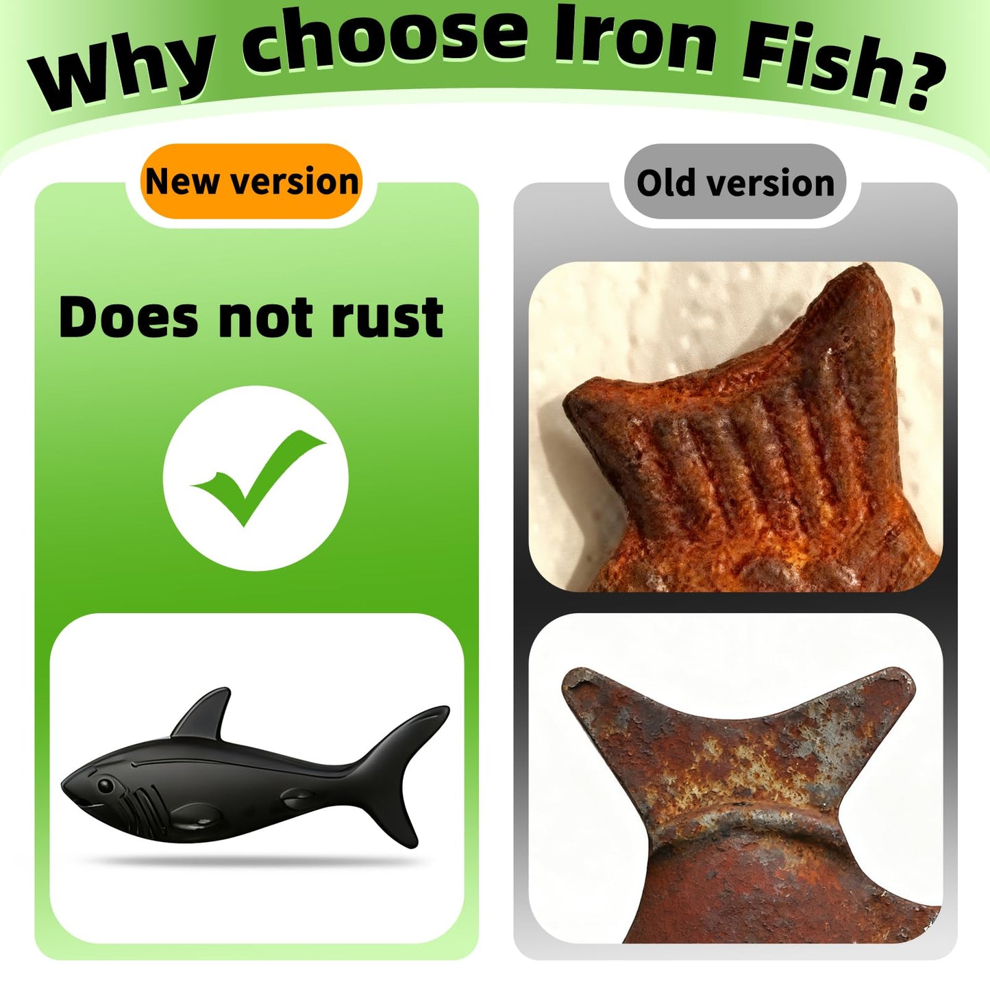 Watstion Iron Fish 2 Pack – Natural Black Iron for Food & Water, Safe Cooking Tool & Iron Supplement