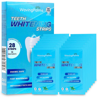 Waving Palms Teeth Whitening Strips – 28 Strips, Enamel-Safe, Quick 14-Day Whitening