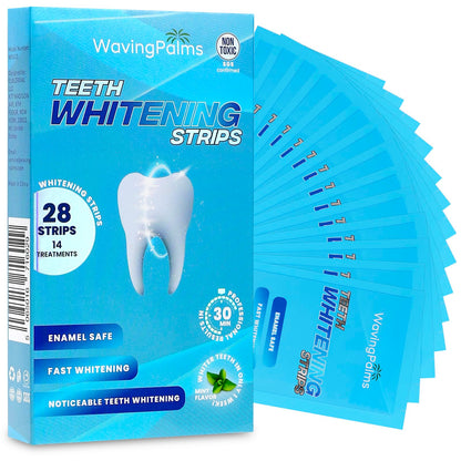 Waving Palms Teeth Whitening Strips – 28 Strips, Enamel-Safe, Quick 14-Day Whitening