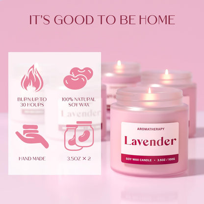 Waxcanpy Scented Candles for Women – Lavender & Vanilla Soy Gift Set (2 Pack)