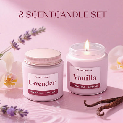 Waxcanpy Scented Candles for Women – Lavender & Vanilla Soy Gift Set (2 Pack)