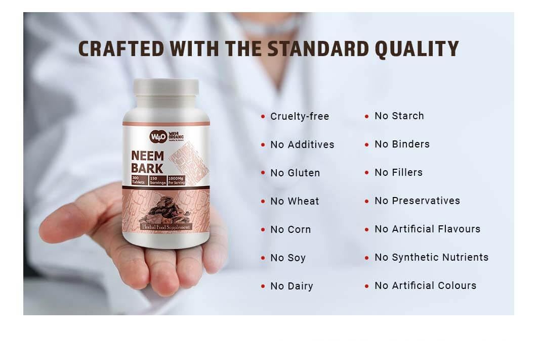 WAY 4 Organic Neem Bark Capsules (W4O) – 300 Pills, 150 Servings, 1000 mg