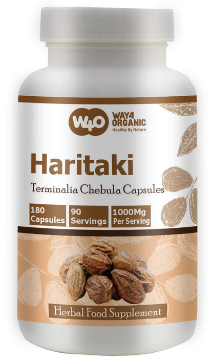 Way 4 Organic W4O Haritaki Capsules – 180 Pills, 90 Servings, 1000 mg (Pack of 2)