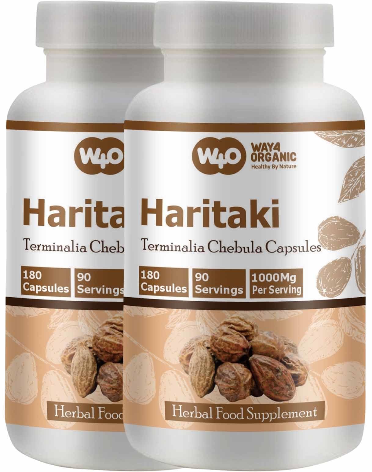 Way 4 Organic W4O Haritaki Capsules – 180 Pills, 90 Servings, 1000 mg (Pack of 2)