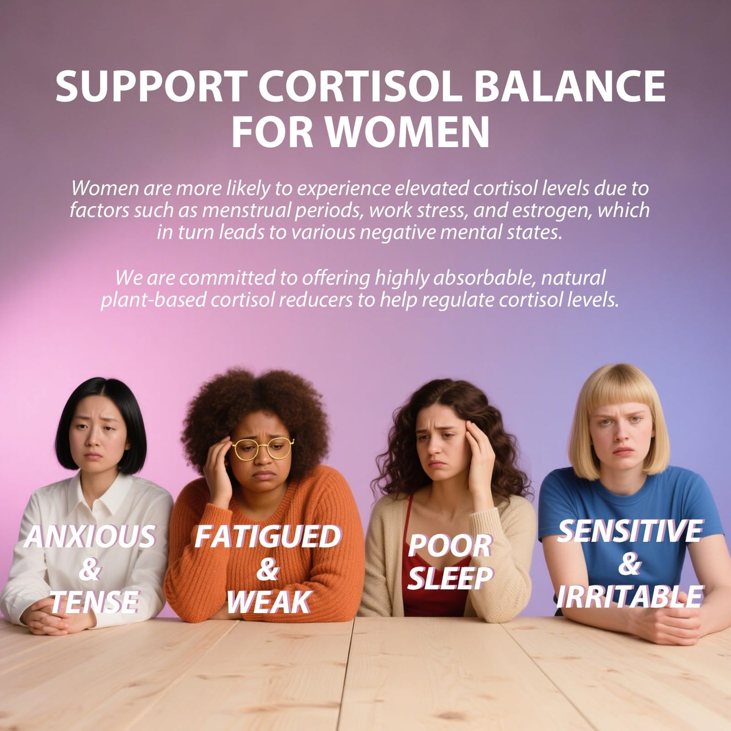 WAZQ Cortisol Supplements for Women with Magnesium, Ashwagandha & L-Theanine – 90 Capsules