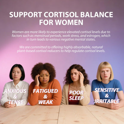 WAZQ Cortisol Supplements for Women with Magnesium, Ashwagandha & L-Theanine – 90 Capsules