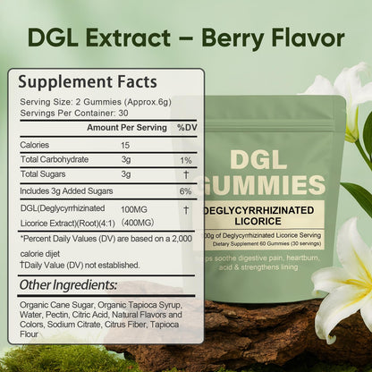 WDVNEX DGL Gummies 400 mg – Supports Stomach & Digestion (Berry, 60 Gummies)