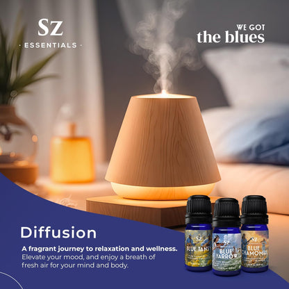 Sz Essentials – “We Got The Blues” Essential Oils Set – Blue Tansy, Yarrow & German Chamomile – 3 x 6.5ml Bottles – 100% Pure, Natural, Undiluted – Therapeutic Grade & Vegan