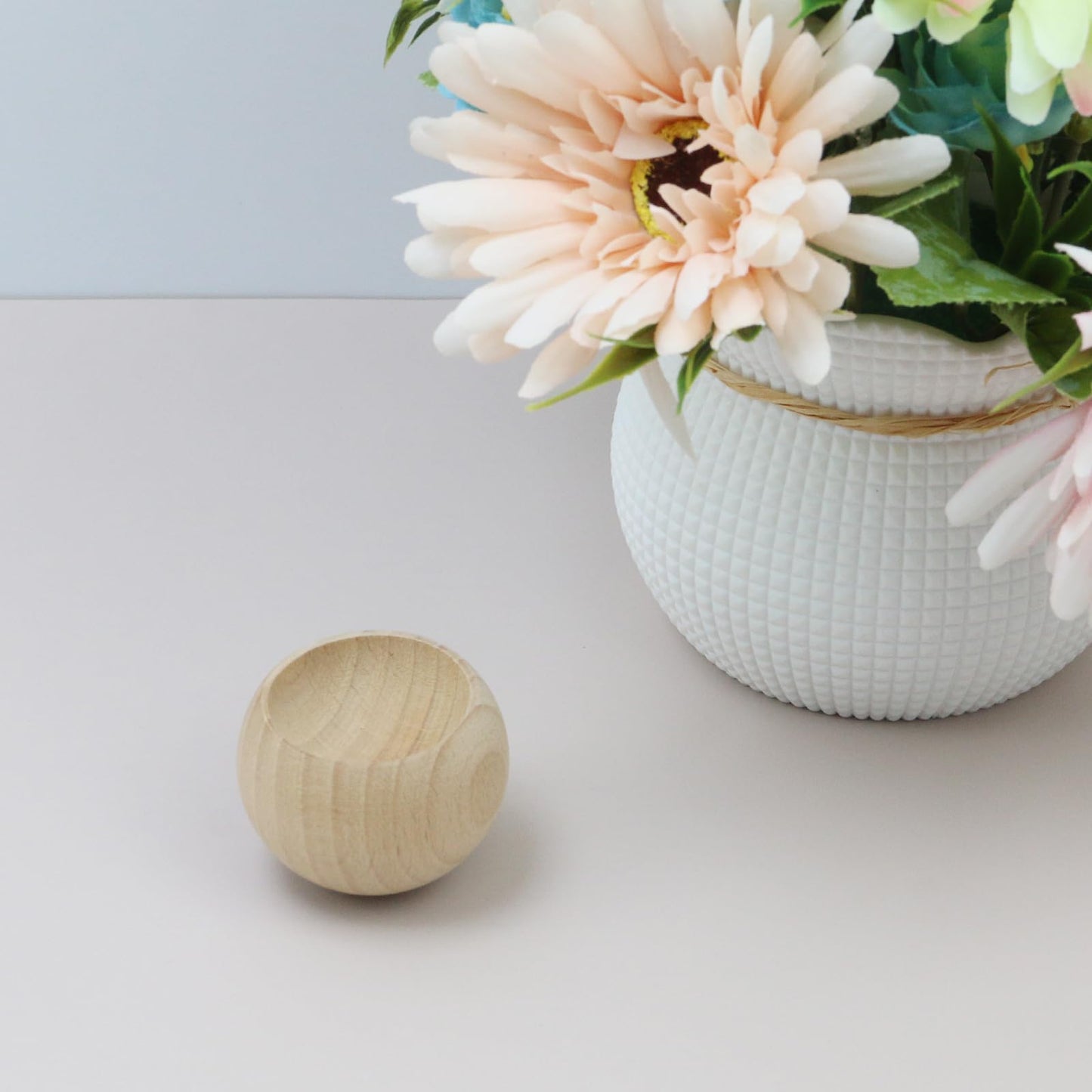 Wealrit 2 Pcs Small Round Egg-Shaped Beech Wood Diffusers – Wooden Aromatherapy Diffusers for Essential Oils