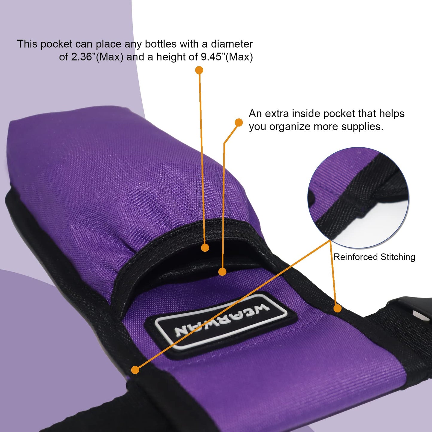 WEARWAN Massage Oil Holster – Adjustable & Durable Bag Only (Bottle Not Included, 1B-Purple)