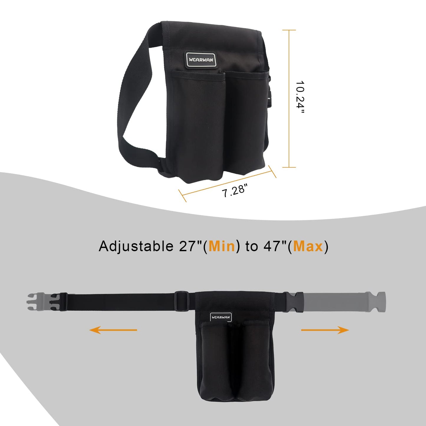 WEARWAN Massage Oil Holster – Adjustable, Durable Waist Bag (Bag Only, 2B-Black)