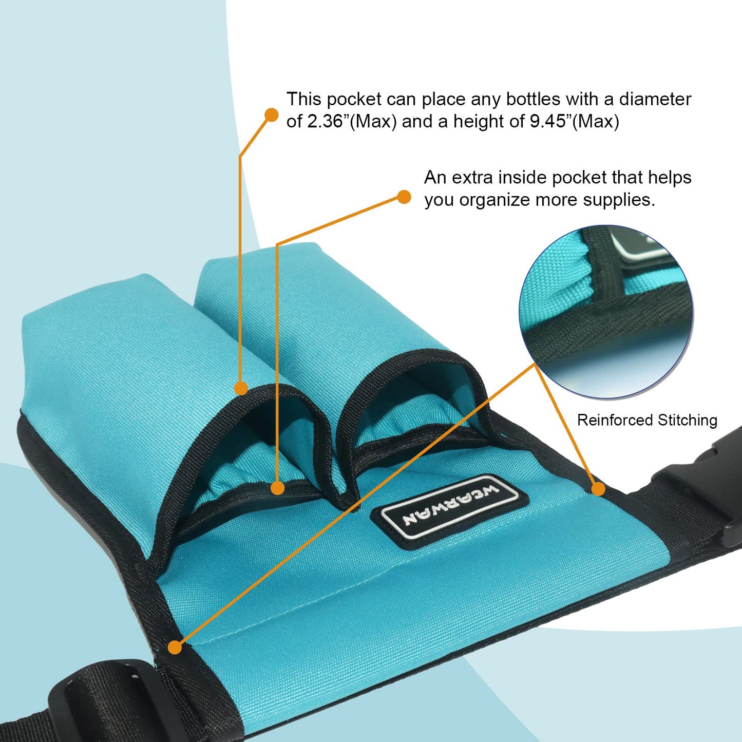 wearwan Massage Oil Holster – Adjustable & Durable Bag Only (Bottle Not Included) 2B-Cyan