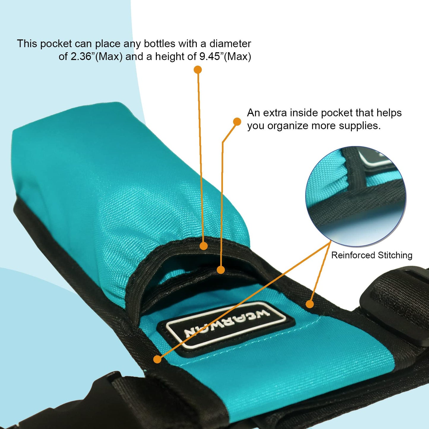 WEARWAN Massage Oil Holster – Adjustable & Durable Waist Bag (Bag Only, 1B-Cyan)