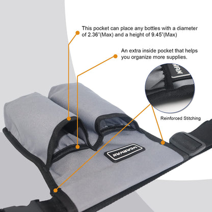wearwan Massage Oil Holster - Adjustable, Durable Massage Belt (Bag Only, 2B-Gray)