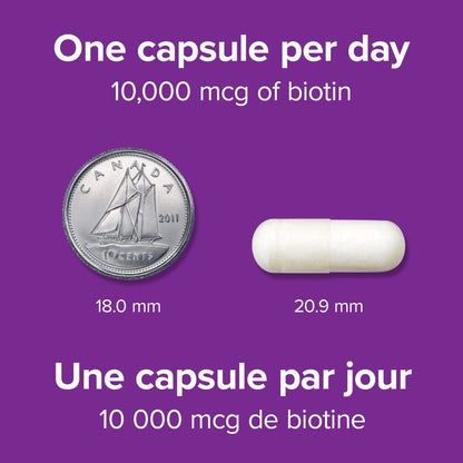 Webber Naturals Biotin 10,000 mcg Extra Strength - 120 Capsules | Non-GMO