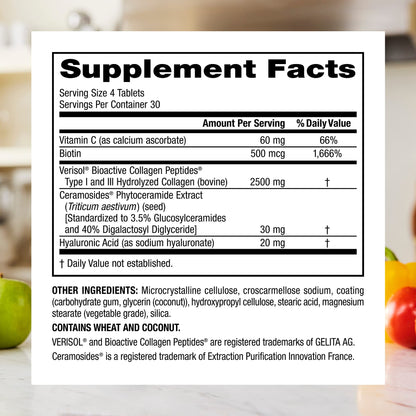 Webber Naturals Collagen30 with Ceramides – 120 Tablets, Non-GMO, Dairy & Gluten Free