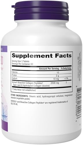 Webber Naturals Collagen30 Anti-Wrinkle – 2,500mg Bioactive Collagen Peptides (180 Tablets) – Non-GMO, Gluten & Dairy Free
