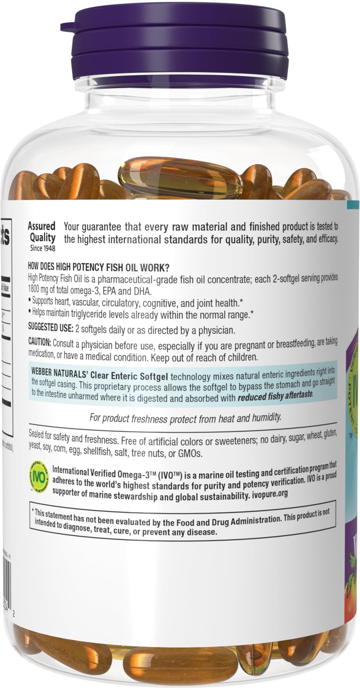 Webber Naturals Fish Oil 2850 mg – High Potency Omega-3 (1800 mg EPA/DHA) Enteric Softgels