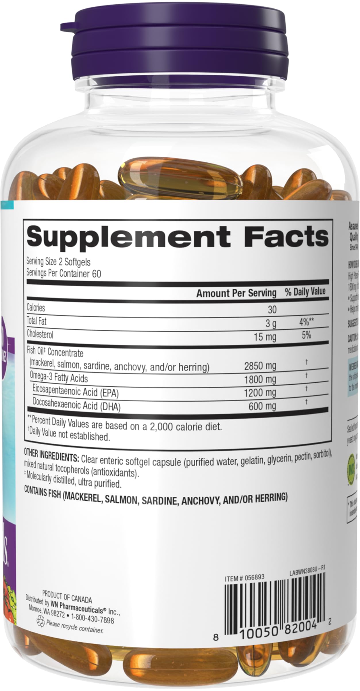 Webber Naturals Fish Oil 2850 mg – High Potency Omega-3 (1800 mg EPA/DHA) Enteric Softgels