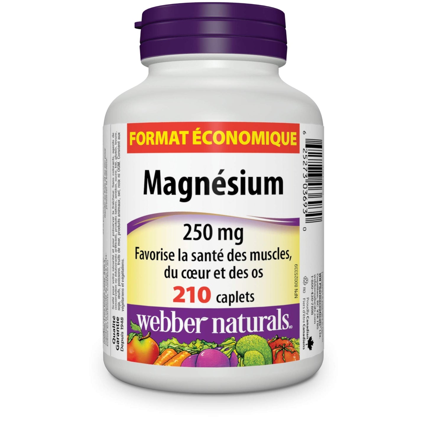Webber Naturals Magnesium 250 mg – 210 Caplets (Value Size)
