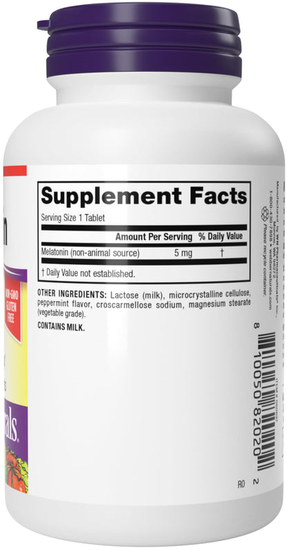 Webber Naturals Extra Strength Melatonin 5 mg – Fast-Melting Sleep Aid, 200-Day Supply (2-Pack), Gluten Free, Non-GMO, Vegetarian
