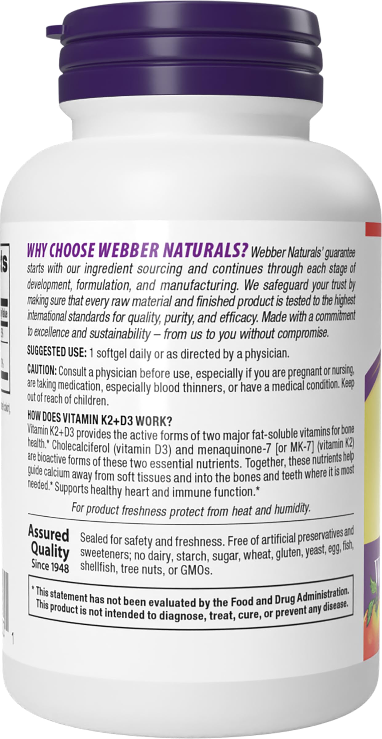 Webber Naturals Vitamin K2 MK-7 120 mcg + Vitamin D3 1000 IU - 90 Softgels | Gluten Free, Non-GMO | Pack of 2