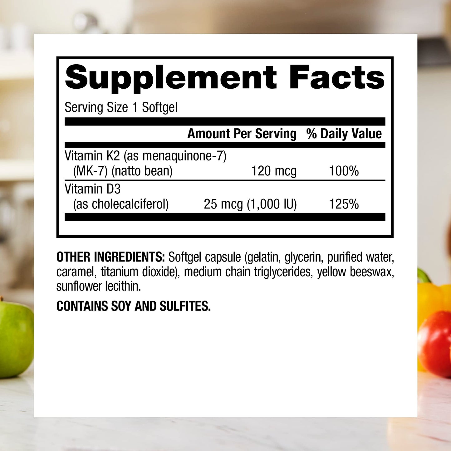 Webber Naturals Vitamin K2 MK-7 120 mcg + Vitamin D3 1000 IU - 90 Softgels | Gluten Free, Non-GMO | Pack of 2