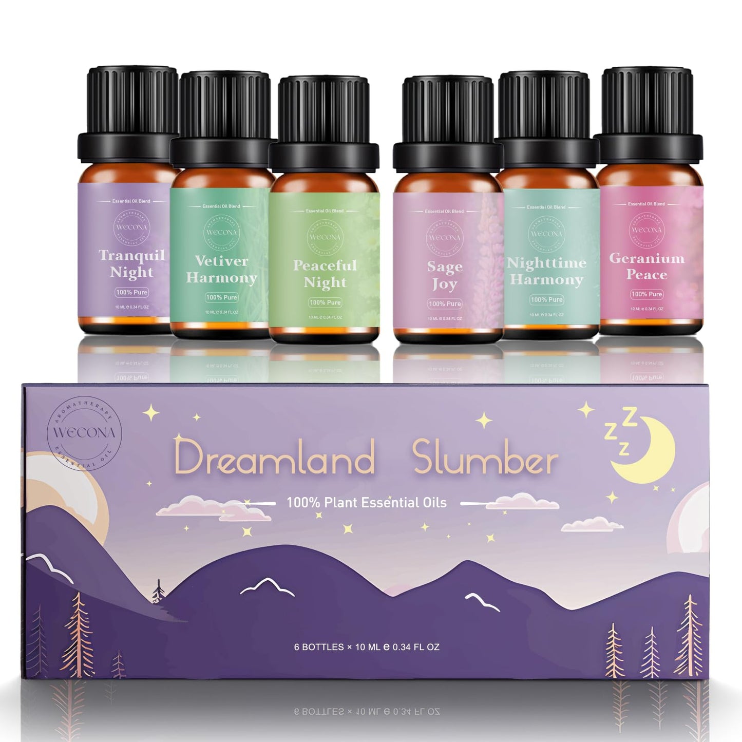 WECONA Dreamland Slumber Essential Oils Set – 6x10ml for Diffusers